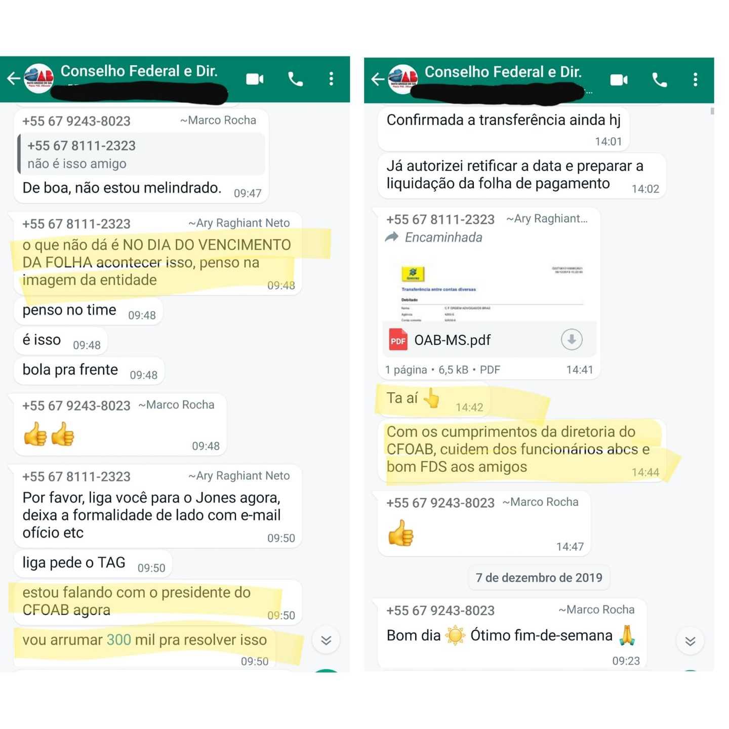 OAB/MS: Conversas de whatsapp confirmam apoio de Felipe Santa Cruz