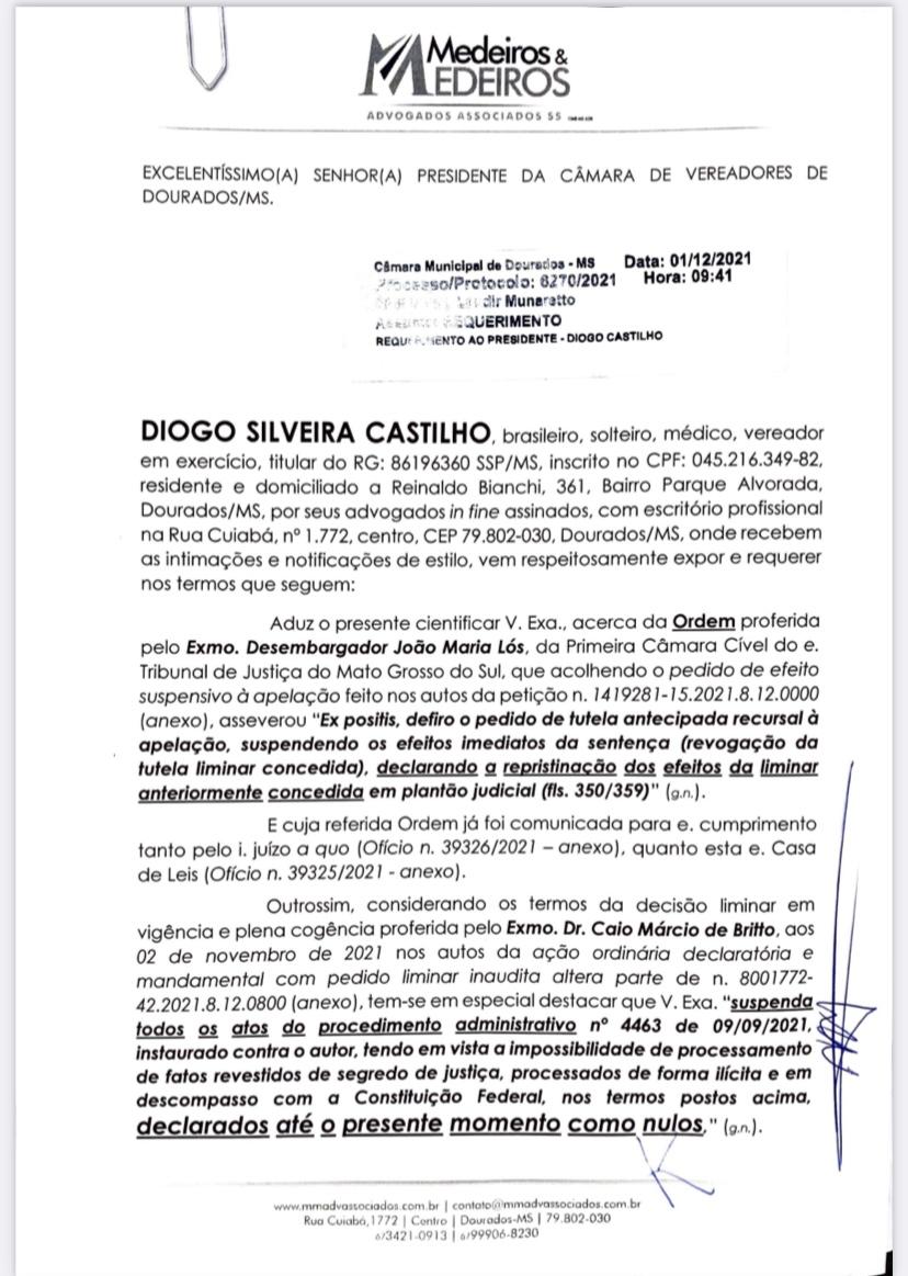 Desembargador anula provas e Diogo Castilho pode voltar ao mandato