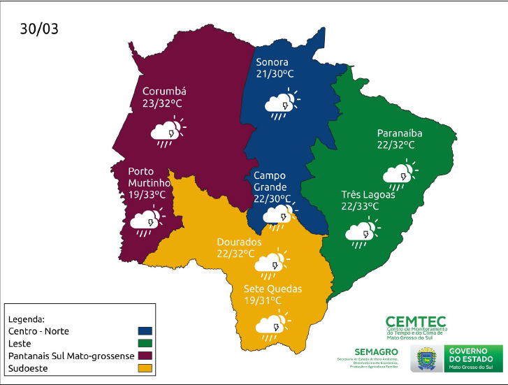 Frente fria e massa de ar polar mudam o clima em Mato Grosso do Sul