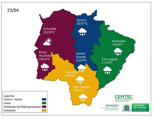 Sábado tem baixa umidade do ar e previsão de chuvas moderadas no Centro-Sul e região do Pantanal