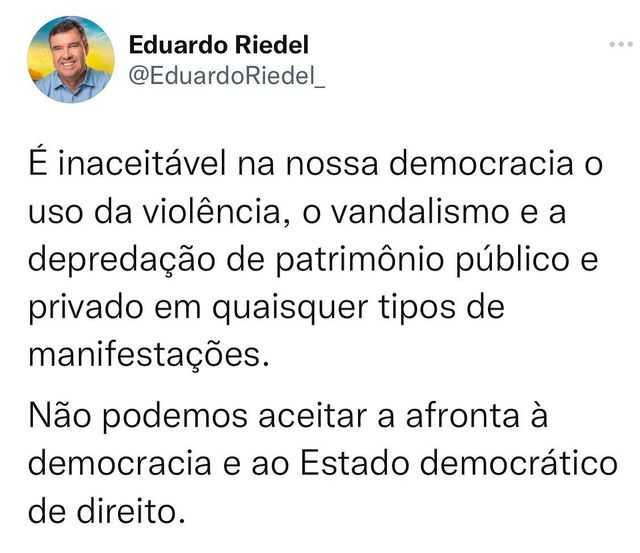 “Não podemos aceitar a afronta à democracia”, diz governador de MS ao lamentar invasões em Brasília